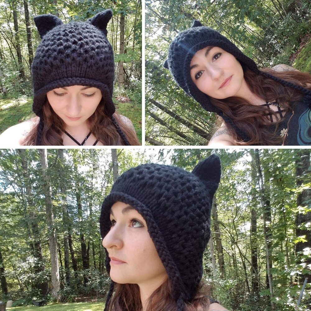 9607 Cat Ears Knit Hat & Tulle Skirt Set - Black - Picture 4 of 7